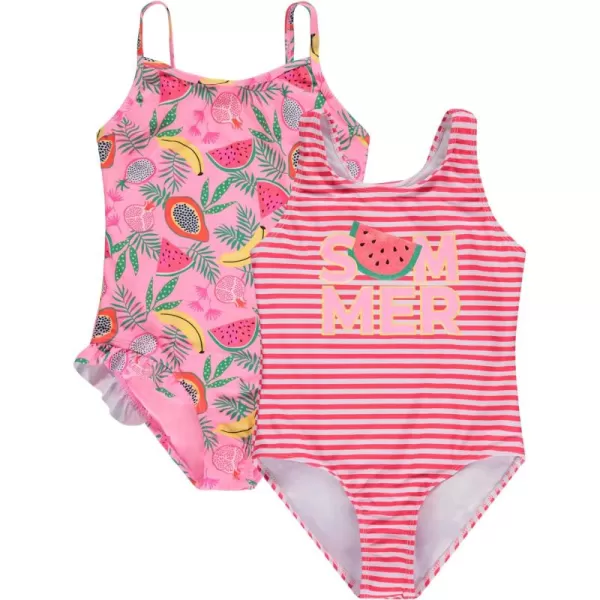 Kids Girls 2 Pack Bathing Suit, Childrens Printed Beach Swimwear