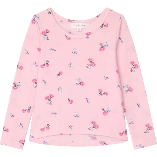 Girls Long Sleeve Fall Graphic Tops, School &amp; Sports Tees, 4 Pack Multiple Pattern Tshirts