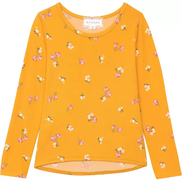 Girls Long Sleeve Fall Graphic Tops, School &amp; Sports Tees, 4 Pack Multiple Pattern Tshirts
