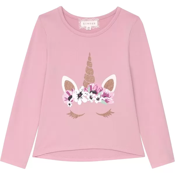 Girls Long Sleeve Fall Graphic Tops, School &amp; Sports Tees, 4 Pack Multiple Pattern Tshirts