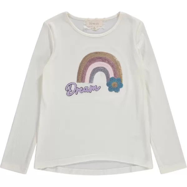Girls Long Sleeve Fall Graphic Tops, School &amp; Sports Tees, 4 Pack Multiple Pattern Tshirts