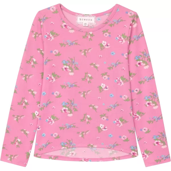 Girls Long Sleeve Fall Graphic Tops, School &amp; Sports Tees, 4 Pack Multiple Pattern Tshirts