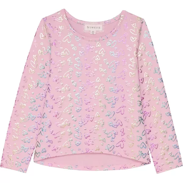 Girls Long Sleeve Fall Graphic Tops, School &amp; Sports Tees, 4 Pack Multiple Pattern Tshirts