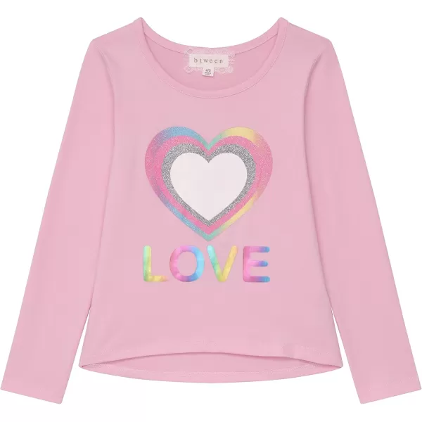 Girls Long Sleeve Fall Graphic Tops, School &amp; Sports Tees, 4 Pack Multiple Pattern Tshirts