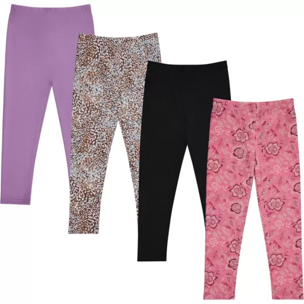 Stylish Girls' Leggings Set - Comfortable, Durable, and Versatile - Pack of 4 with Unique Patterns
