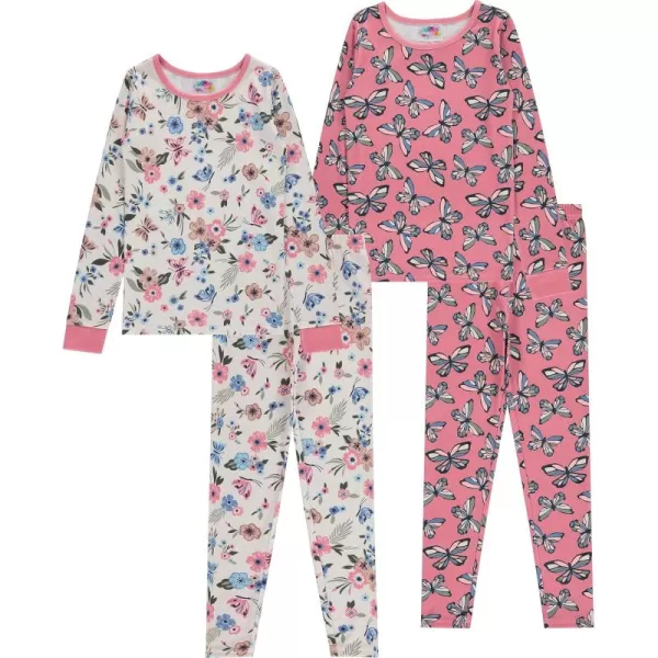 BTween 4-Piece Girls Pajamas, Long Sleeve Tie Dyed Girls Pajamas