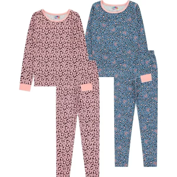 BTween 4-Piece Girls Pajamas, Long Sleeve Tie Dyed Girls Pajamas
