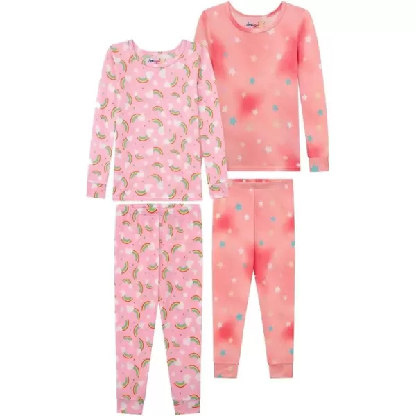 BTween 4-Piece Girls Pajamas, Long Sleeve Tie Dyed Girls Pajamas