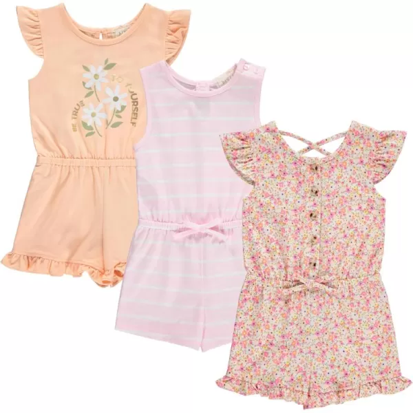 BTween 3-Pack Girls' Jumpsuits &amp; Rompers - Sleeveless &amp; Flutter Sleeve One Piece Overall Suit for Kids