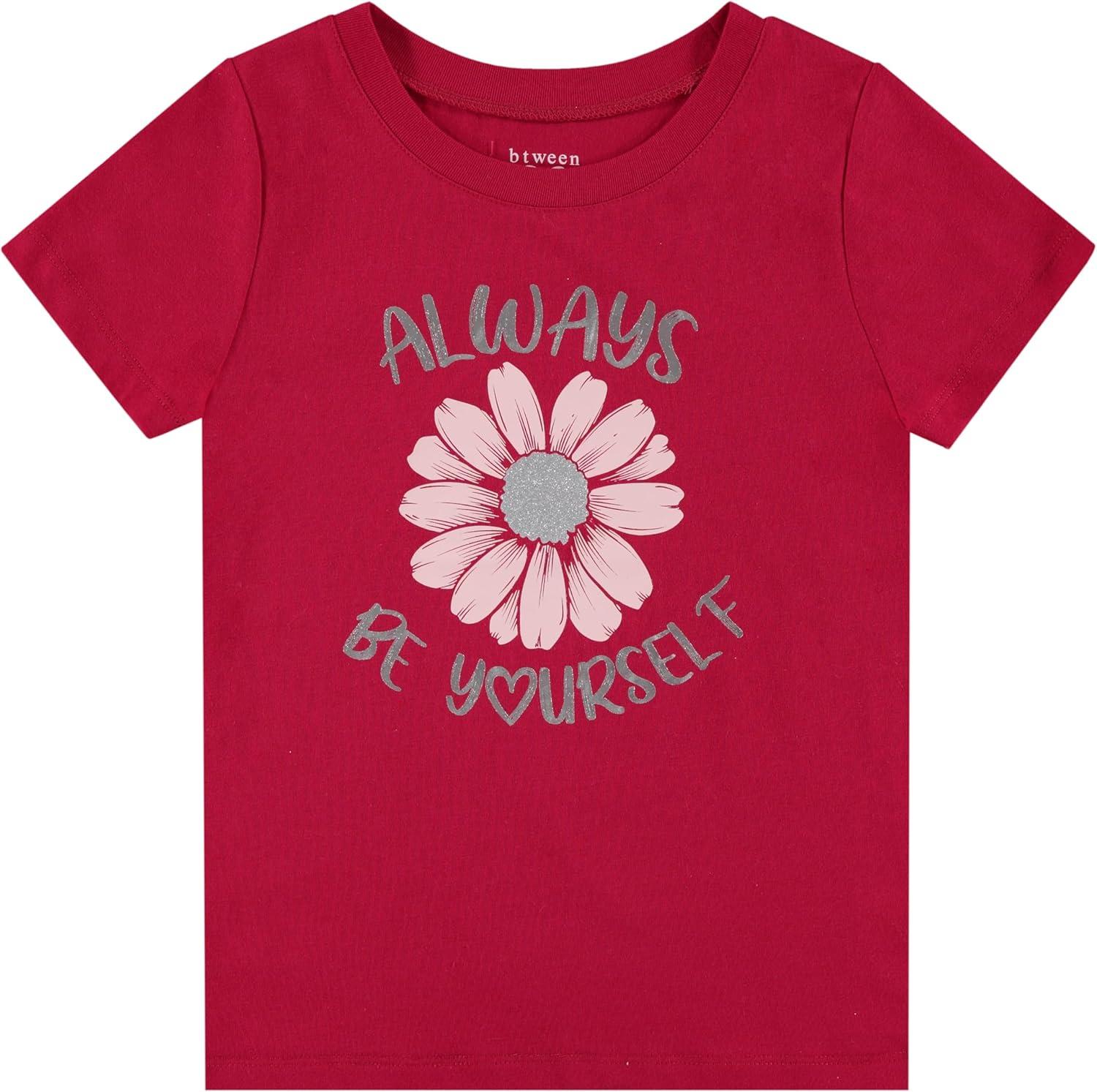 imageBTween Girls 4Piece Tops  Fashionable Short Sleeve TShirt  Casual Daily Shirt for Kids  Assorted ColorsBlue