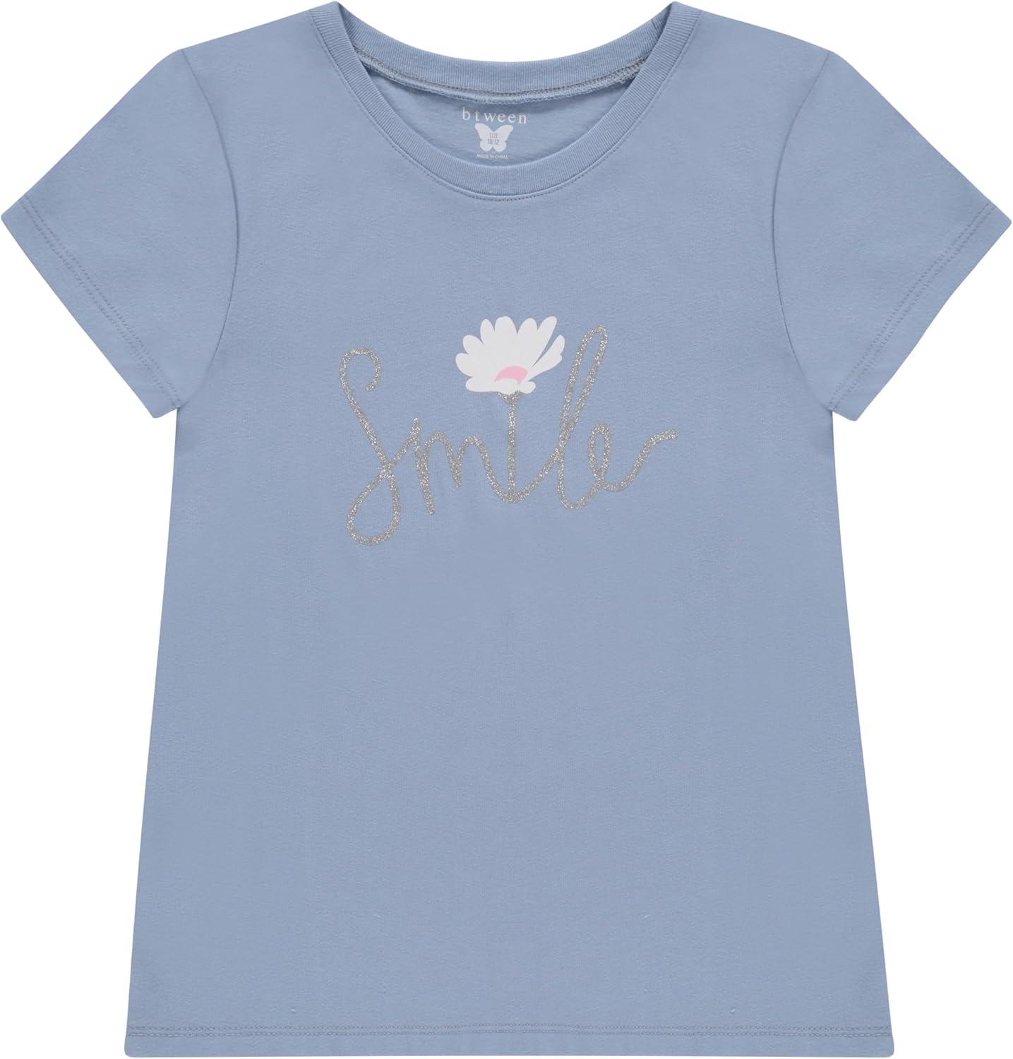 imageBTween Girls 4Piece Tops  Fashionable Short Sleeve TShirt  Casual Daily Shirt for Kids  Assorted ColorsOatm
