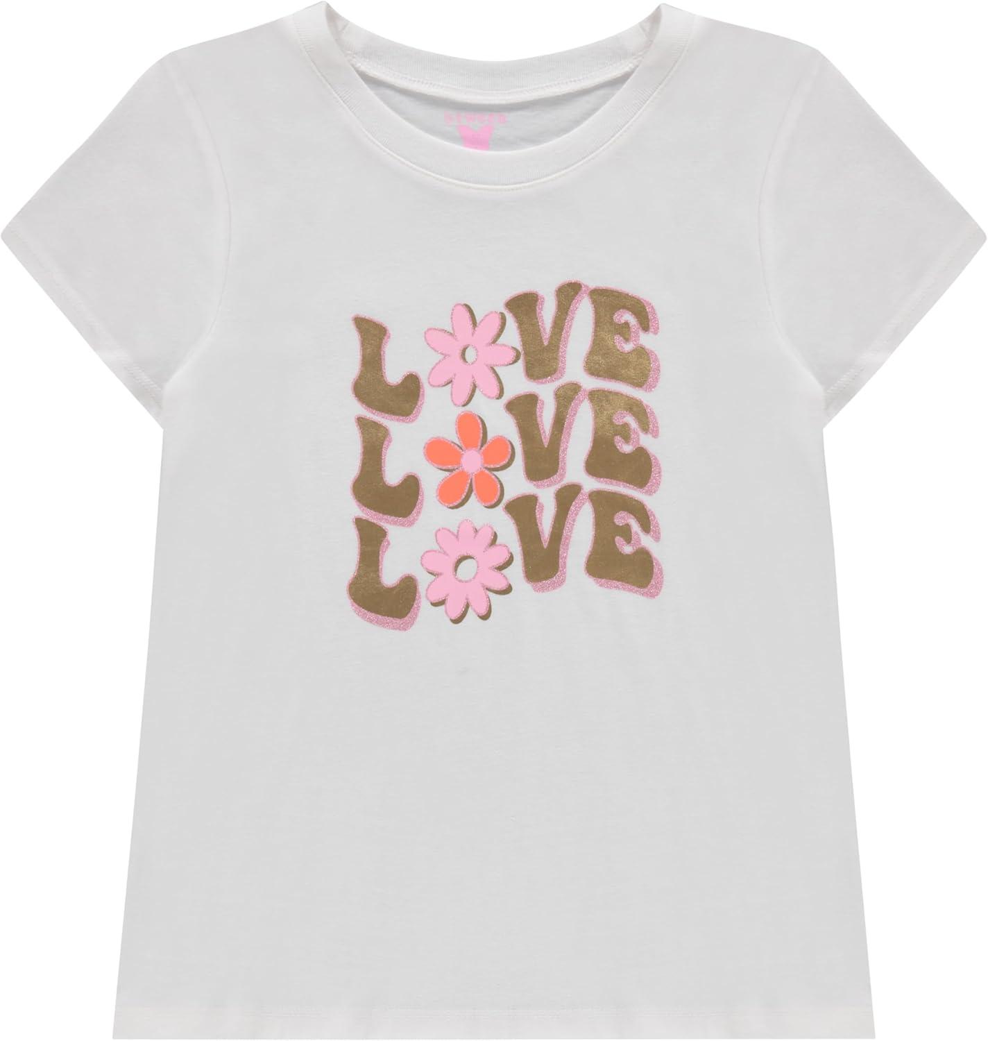 imageBTween Girls 4Piece Tops  Fashionable Short Sleeve TShirt  Casual Daily Shirt for Kids  Assorted ColorsOatm