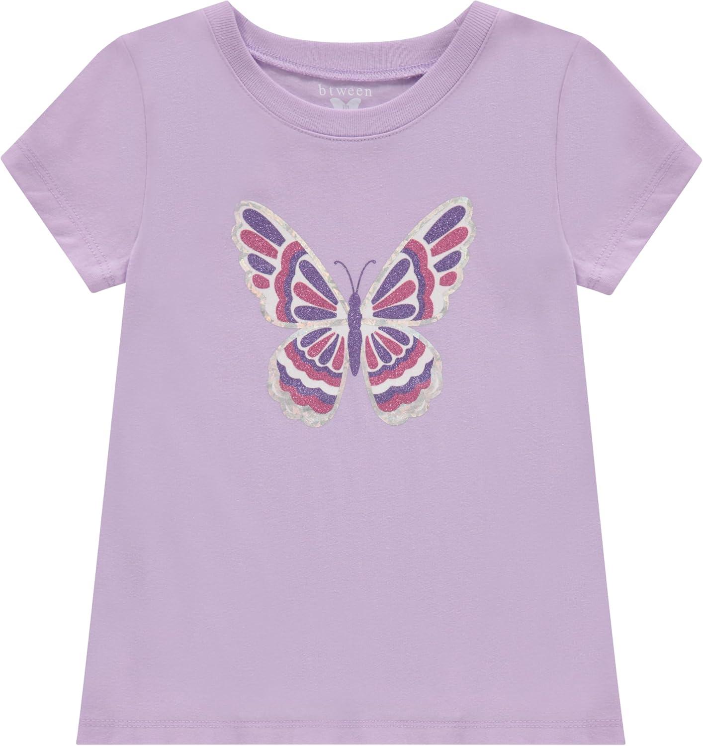 imageBTween Girls 4Piece Tops  Fashionable Short Sleeve TShirt  Casual Daily Shirt for Kids  Assorted ColorsOatm