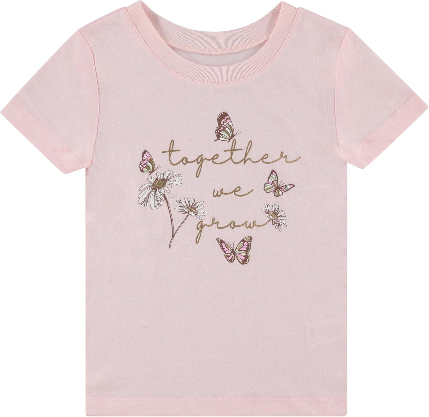 imageBTween Girls 4Piece Tops  Fashionable Short Sleeve TShirt  Casual Daily Shirt for Kids  Assorted ColorsPink