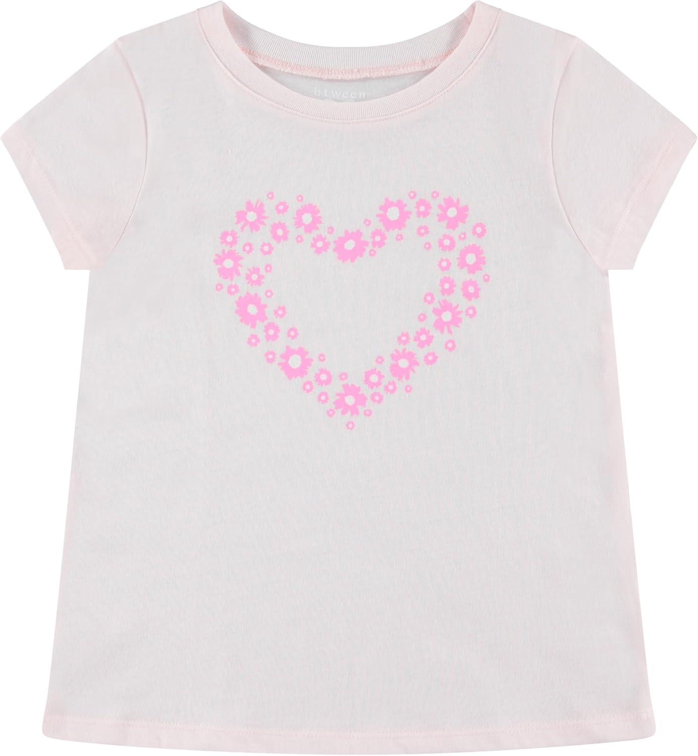 imageBTween Girls 4Piece Tops  Fashionable Short Sleeve TShirt  Casual Daily Shirt for Kids  Assorted ColorsPinkm