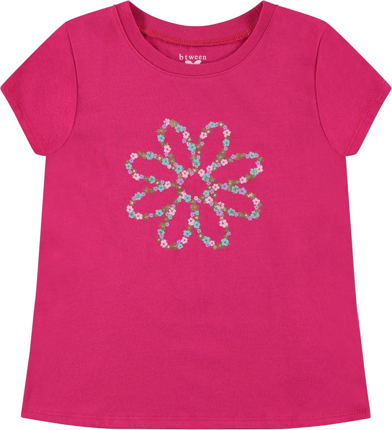 imageBTween Girls 4Piece Tops  Fashionable Short Sleeve TShirt  Casual Daily Shirt for Kids  Assorted ColorsPinkm