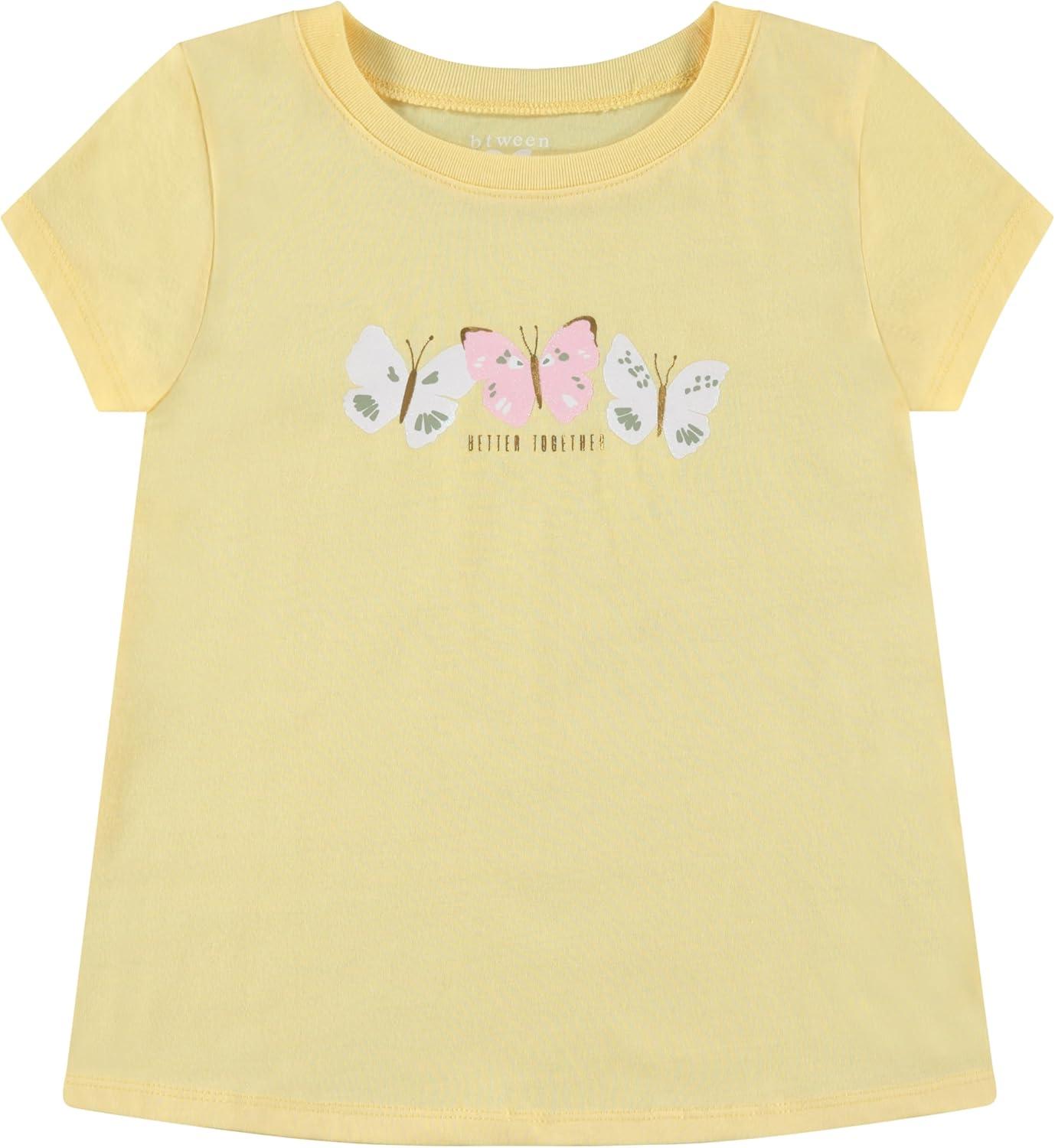 imageBTween Girls 4Piece Tops  Fashionable Short Sleeve TShirt  Casual Daily Shirt for Kids  Assorted ColorsPinkm