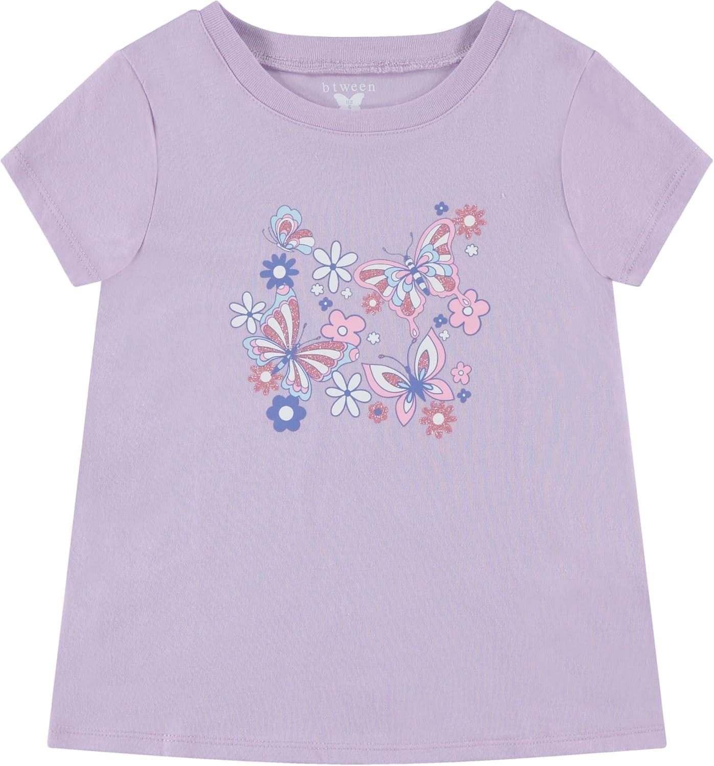 imageBTween Girls 4Piece Tops  Fashionable Short Sleeve TShirt  Casual Daily Shirt for Kids  Assorted ColorsShell