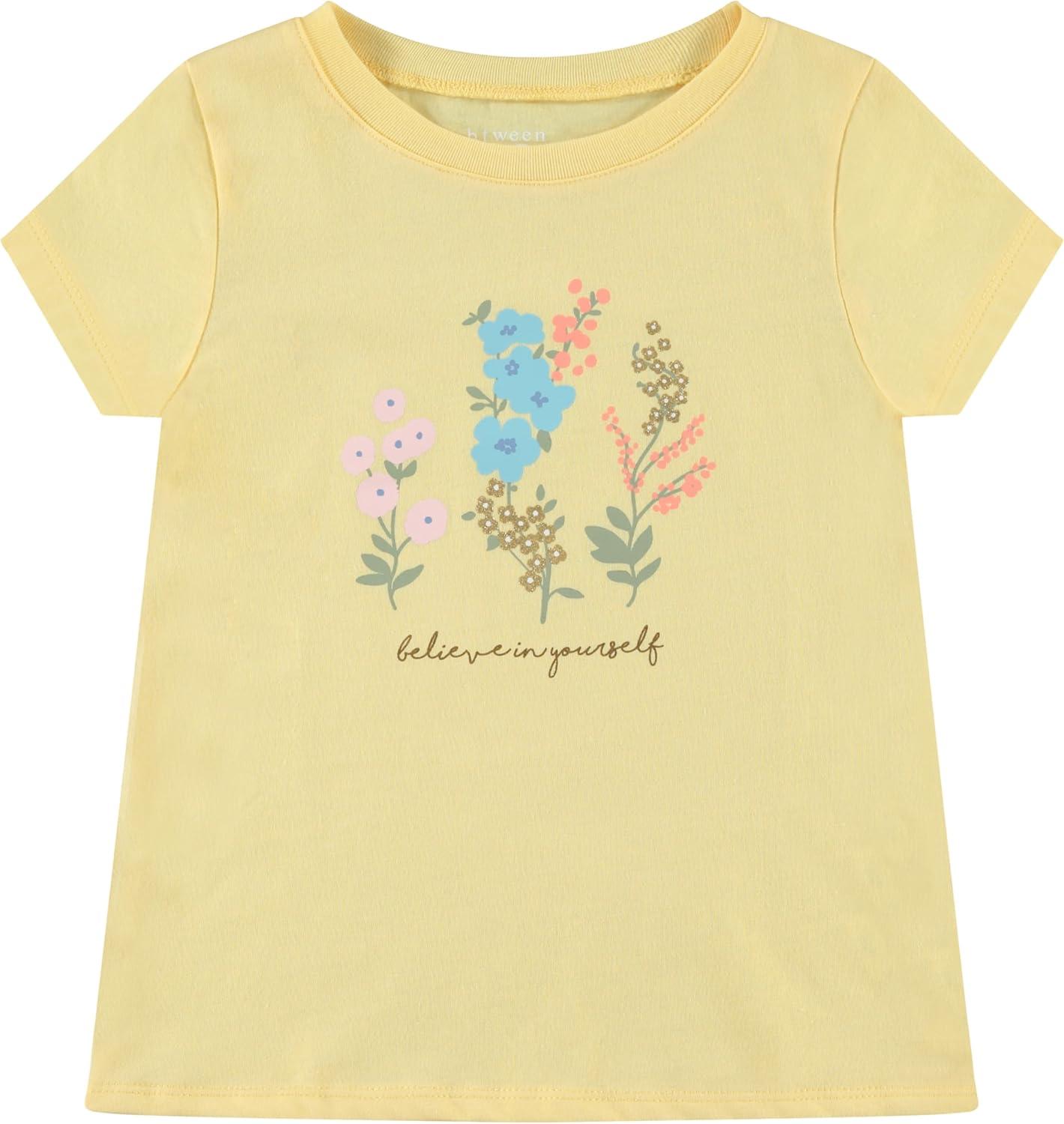 imageBTween Girls 4Piece Tops  Fashionable Short Sleeve TShirt  Casual Daily Shirt for Kids  Assorted ColorsShell