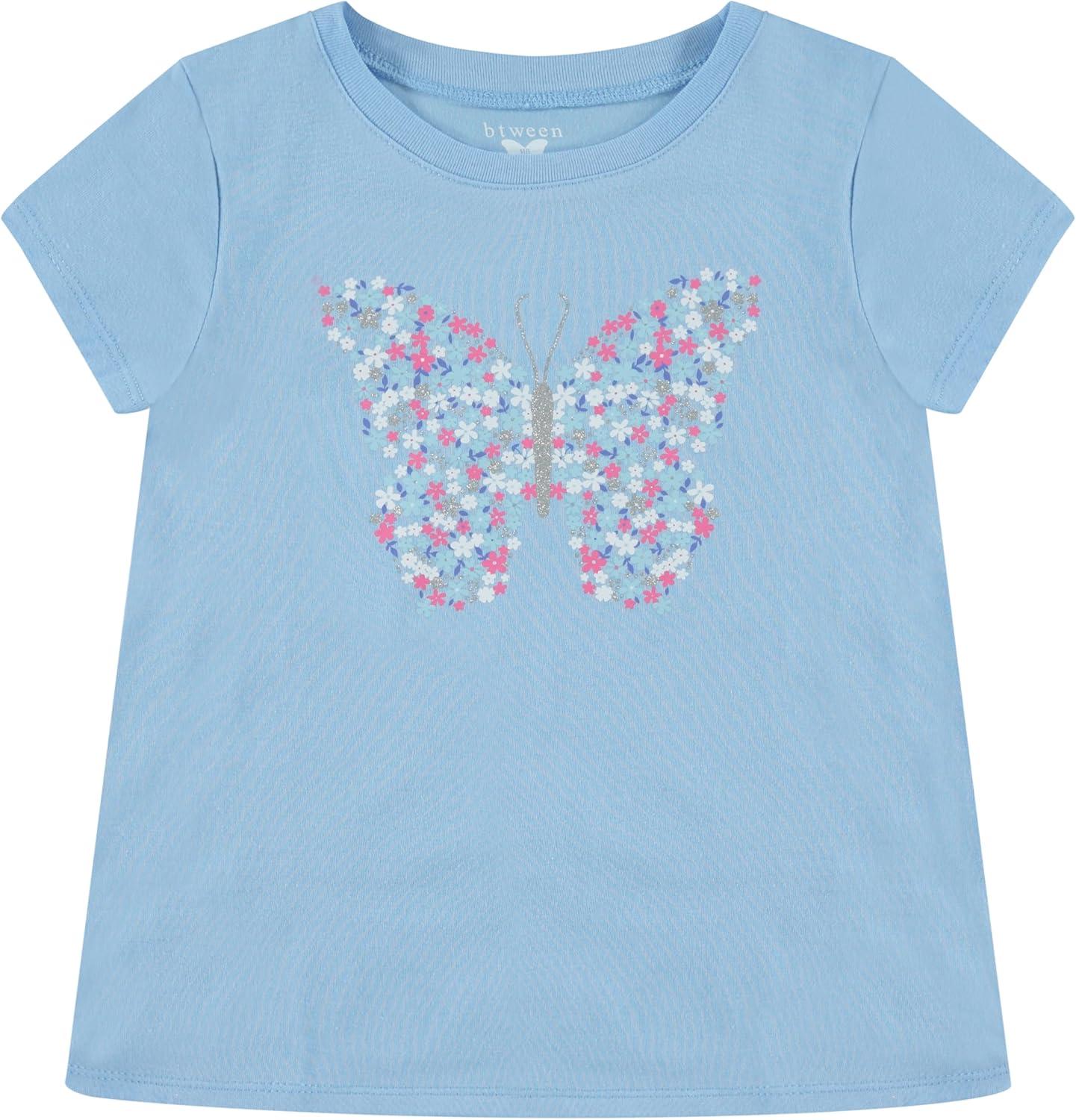 imageBTween Girls 4Piece Tops  Fashionable Short Sleeve TShirt  Casual Daily Shirt for Kids  Assorted ColorsStraw