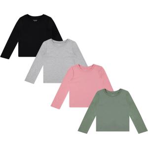 imageBTween Girls 4Pack Long Sleeve Graphic TShirts  Cotton Blend Fun ampamp Vibrant DesignsBasic