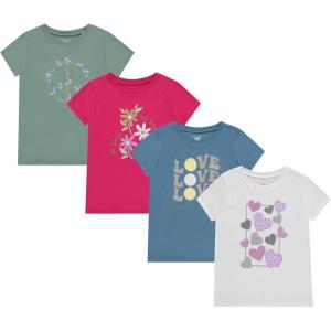 imageBTween Girls 4Pack Long Sleeve Graphic TShirts  Cotton Blend Fun ampamp Vibrant DesignsGreen 1