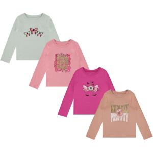 imageBTween Girls 4Pack Long Sleeve Graphic TShirts  Cotton Blend Fun ampamp Vibrant DesignsGreen