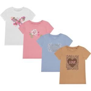 imageBTween Girls 4Pack Long Sleeve Graphic TShirts  Cotton Blend Fun ampamp Vibrant DesignsSand 1