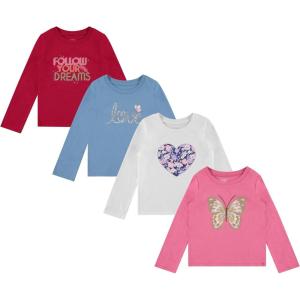imageBTween Girls 4Pack Long Sleeve Graphic TShirts  Cotton Blend Fun ampamp Vibrant DesignsSnwht