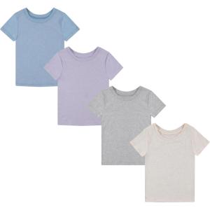 imageBTween Girls 4Piece Tops  Fashionable Short Sleeve TShirt  Casual Daily Shirt for Kids  Assorted ColorsBasc1