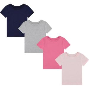 imageBTween Girls 4Piece Tops  Fashionable Short Sleeve TShirt  Casual Daily Shirt for Kids  Assorted ColorsBasic
