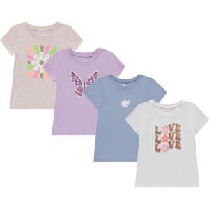 imageBTween Girls 4Piece Tops  Fashionable Short Sleeve TShirt  Casual Daily Shirt for Kids  Assorted ColorsOatm