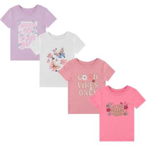 imageBTween Girls 4Piece Tops  Fashionable Short Sleeve TShirt  Casual Daily Shirt for Kids  Assorted ColorsOrchd