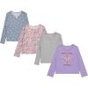 imageBTween Girls 4Pack Long Sleeve Fashion Ribbed Tops  Cotton Blend Fun ampamp Vibrant DesignsLilac