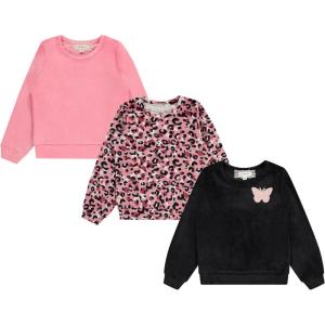 imageBTween Girls Cozy Velour Sweatshirt Set 3Pack of Soft Sweatshirts for Kids Stylish Casual Outfits Sizes 494Jetbk