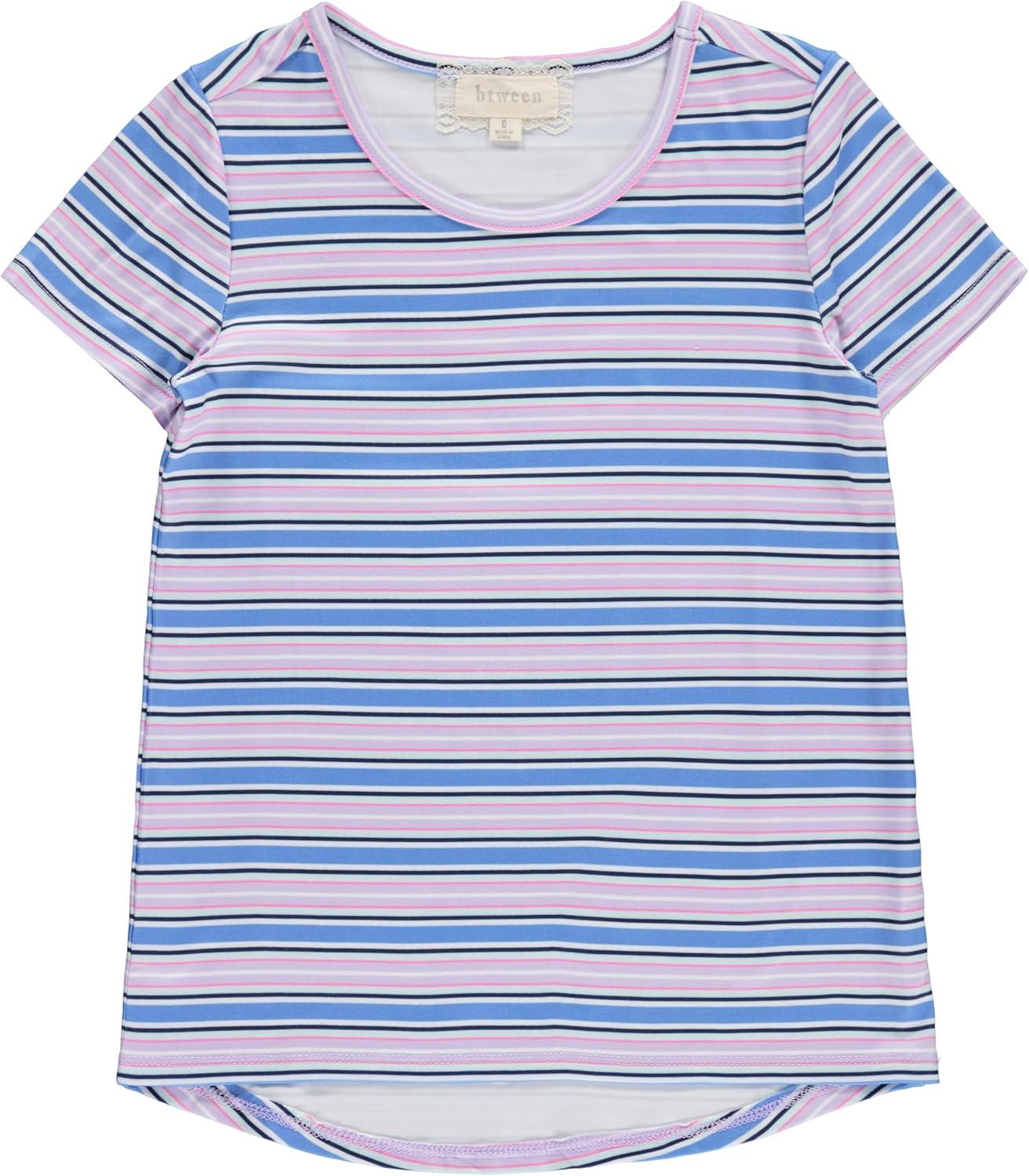 imageBTween Girls 4Piece Summer Tops  Fashionable Short Sleeve TShirt  Casual Daily Shirt for Kids  Assorted ColorsLilac