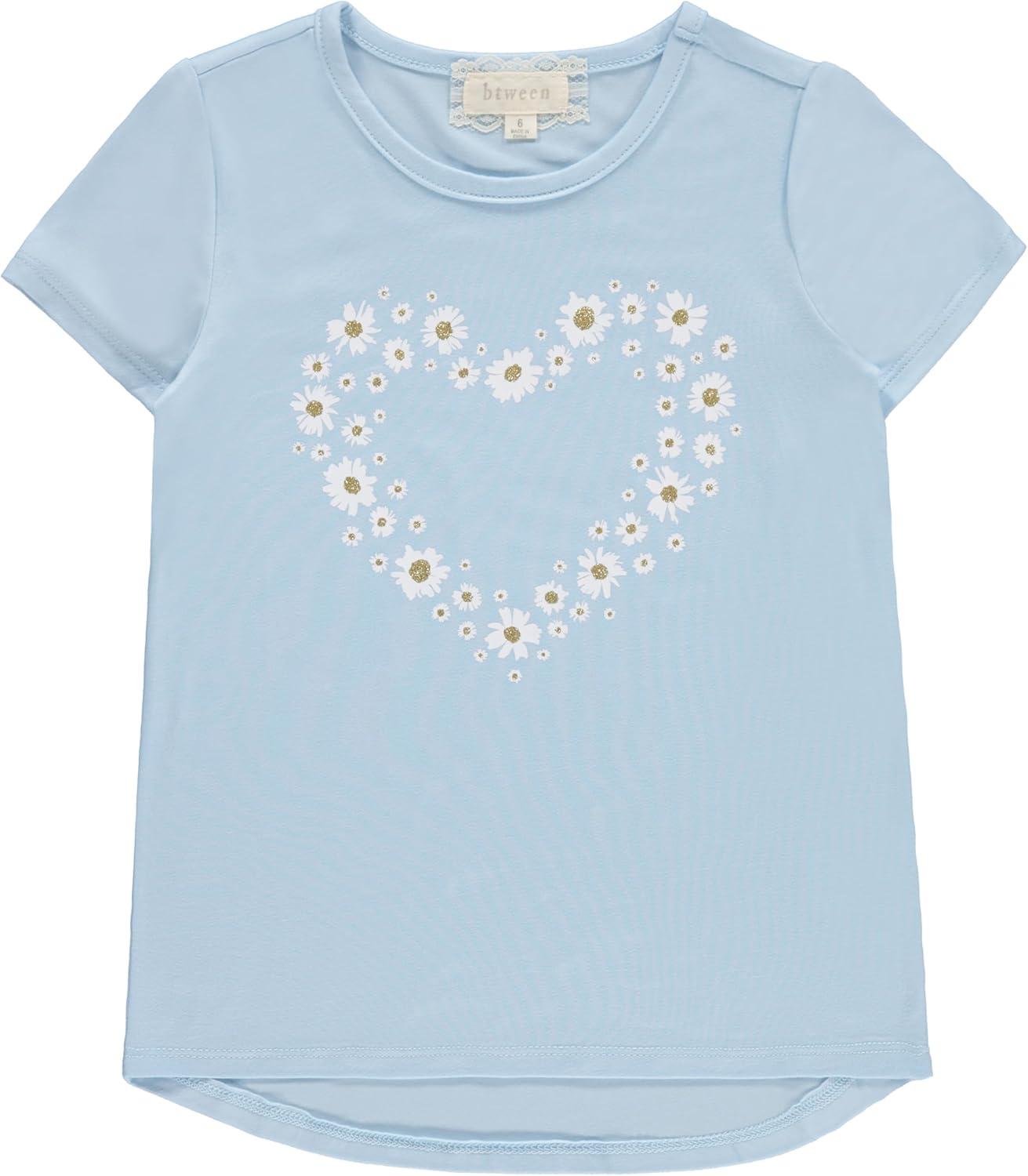 imageBTween Girls 4Piece Summer Tops  Fashionable Short Sleeve TShirt  Casual Daily Shirt for Kids  Assorted ColorsLilac