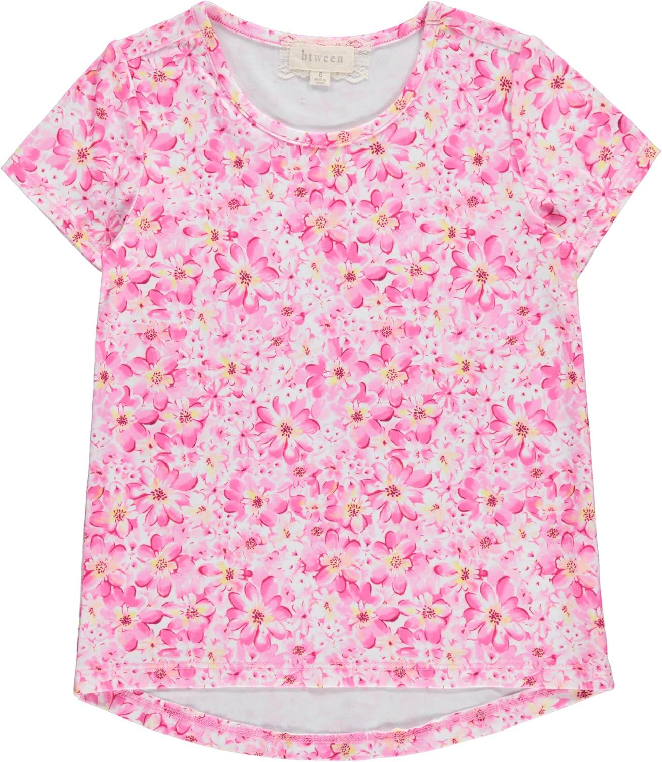 imageBTween Girls 4Piece Summer Tops  Fashionable Short Sleeve TShirt  Casual Daily Shirt for Kids  Assorted ColorsLilac