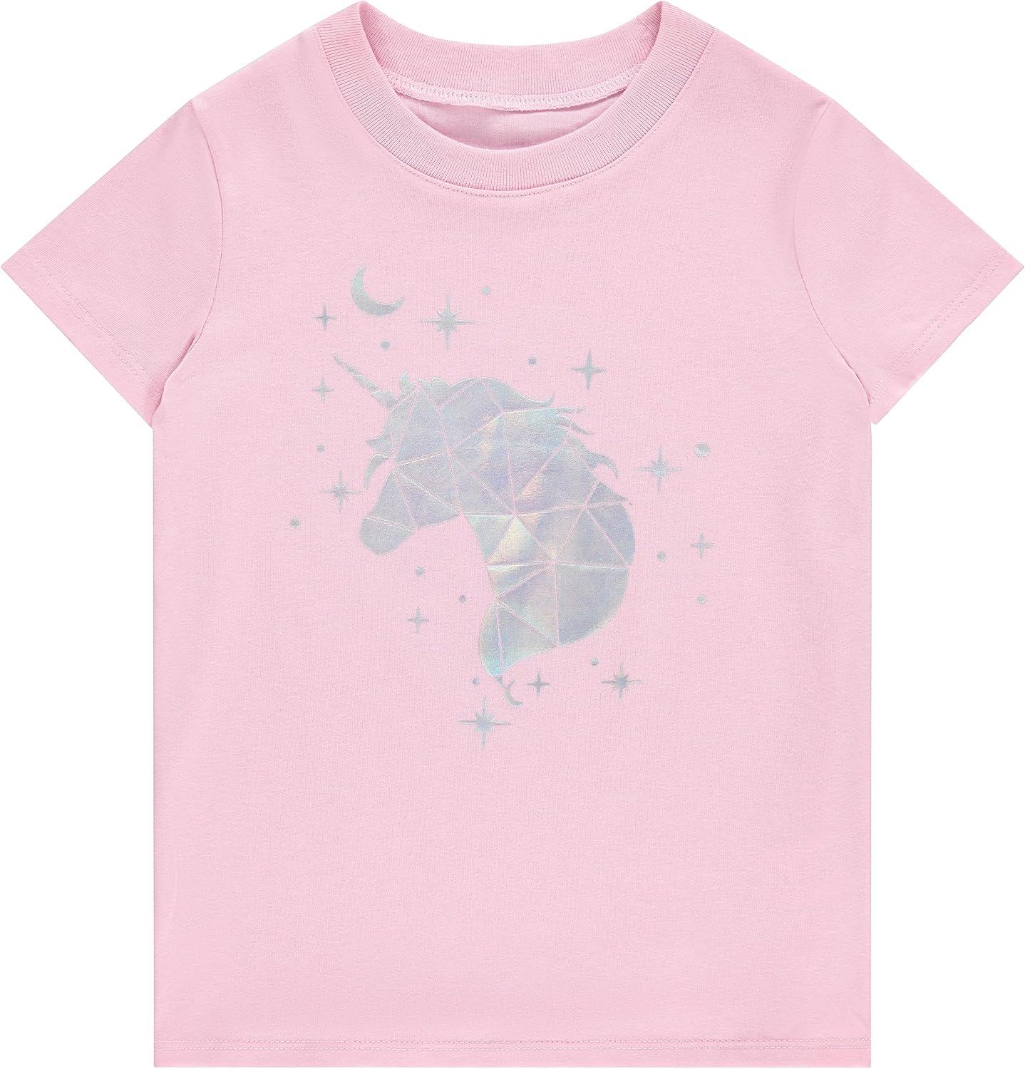 imageBTween Girls 4Piece Summer Tops  Fashionable Short Sleeve TShirt  Casual Daily Shirt for Kids  Assorted ColorsPeach