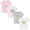 imageBTween Girls 4Piece Summer Tops  Fashionable Short Sleeve TShirt  Casual Daily Shirt for Kids  Assorted ColorsPeach