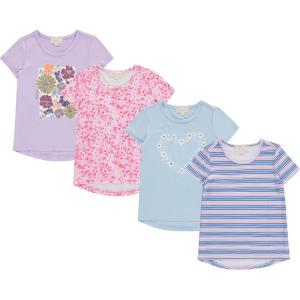 imageBTween Girls 4Piece Summer Tops  Fashionable Short Sleeve TShirt  Casual Daily Shirt for Kids  Assorted ColorsLilac