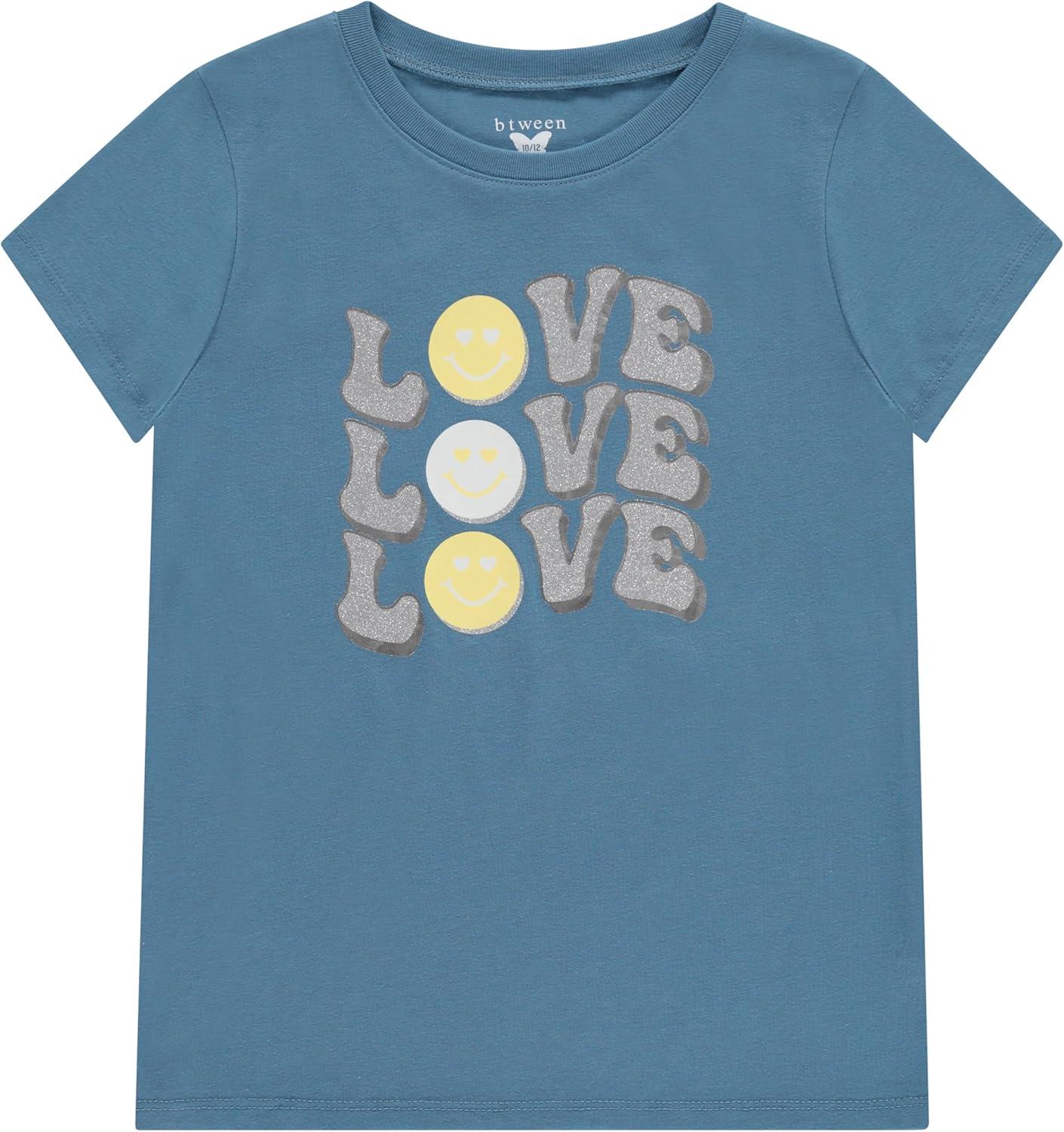 imageBTween Girls 4 Piece Tops Fashionable Short Sleeve TShirt Casual Daily Shirt for Kids Assorted ColorsGreen 1