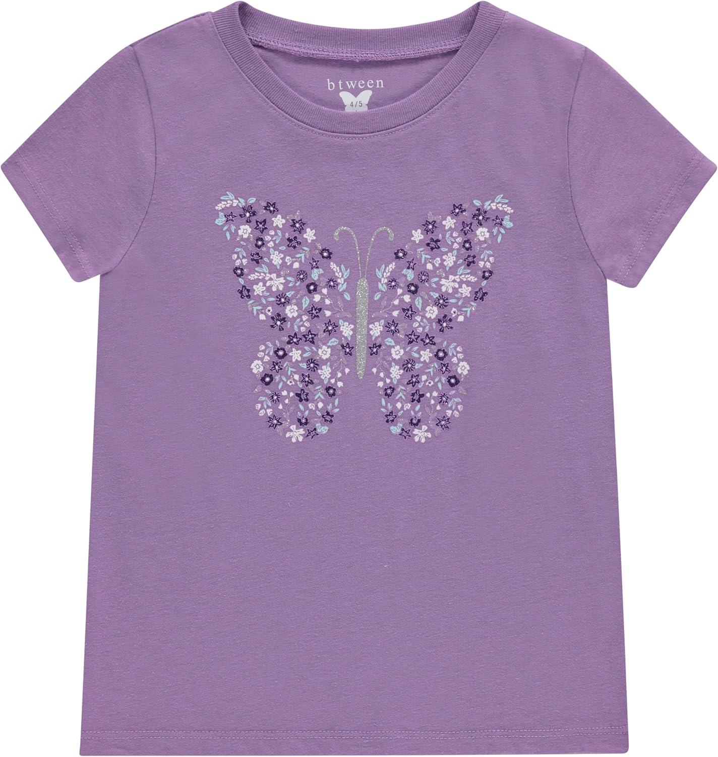 imageBTween Girls 4 Piece Tops Fashionable Short Sleeve TShirt Casual Daily Shirt for Kids Assorted ColorsHgrey 1