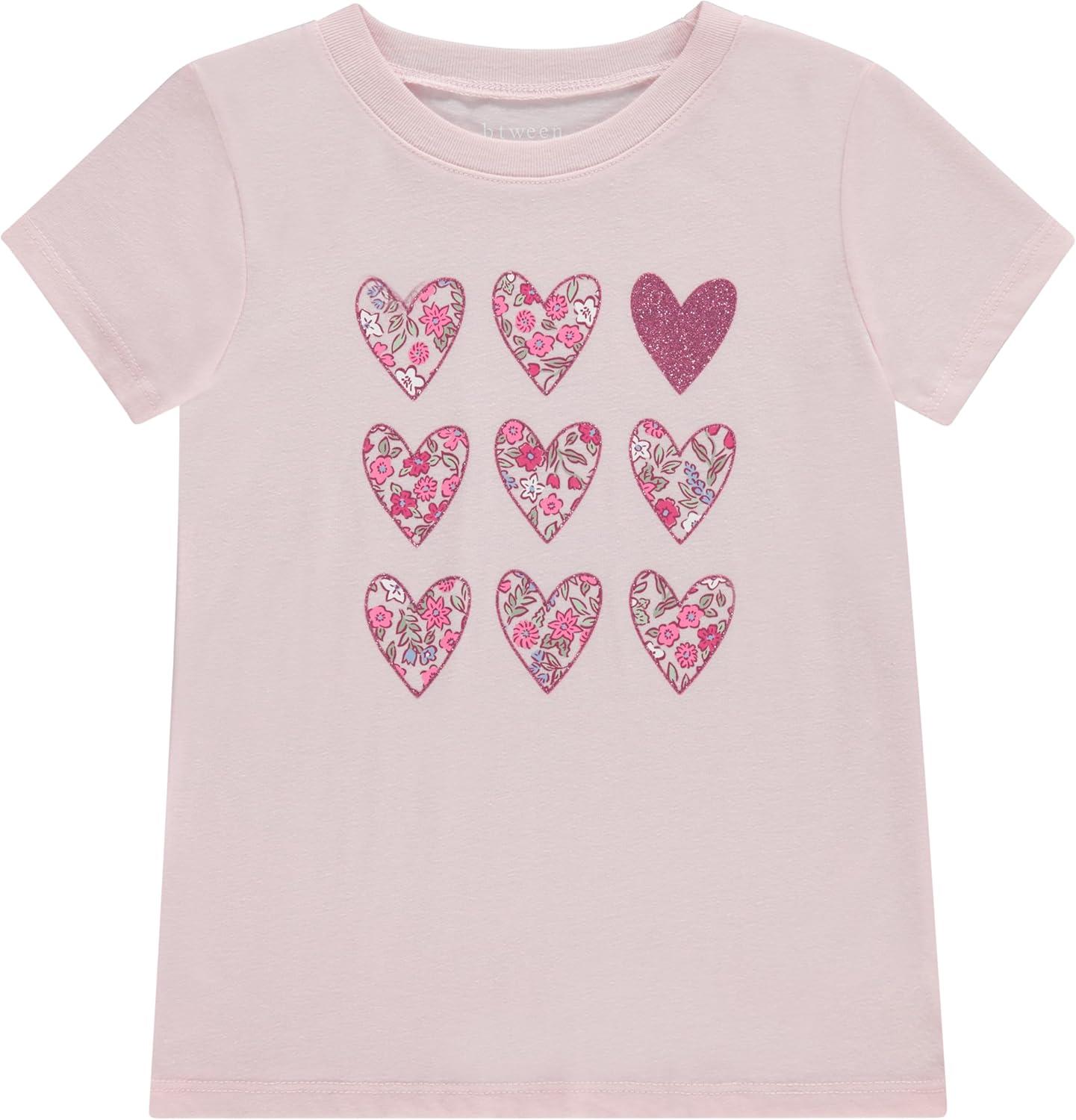 imageBTween Girls 4 Piece Tops Fashionable Short Sleeve TShirt Casual Daily Shirt for Kids Assorted ColorsHgrey 1
