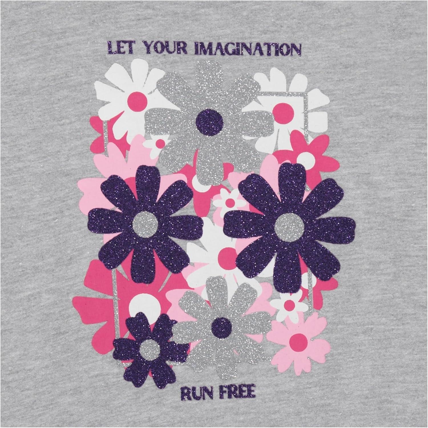 imageBTween Girls 4 Piece Tops Fashionable Short Sleeve TShirt Casual Daily Shirt for Kids Assorted ColorsHgrey 1