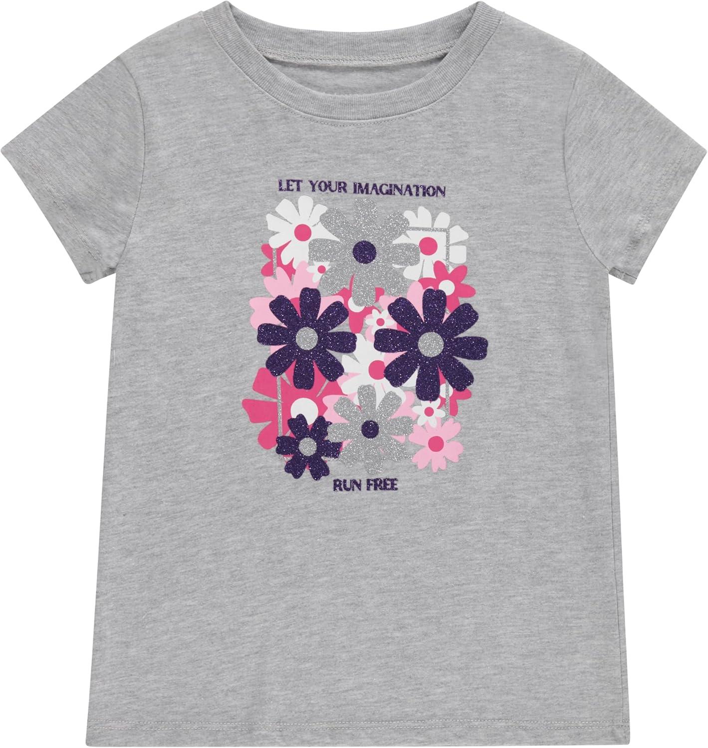 imageBTween Girls 4 Piece Tops Fashionable Short Sleeve TShirt Casual Daily Shirt for Kids Assorted ColorsHgrey 1