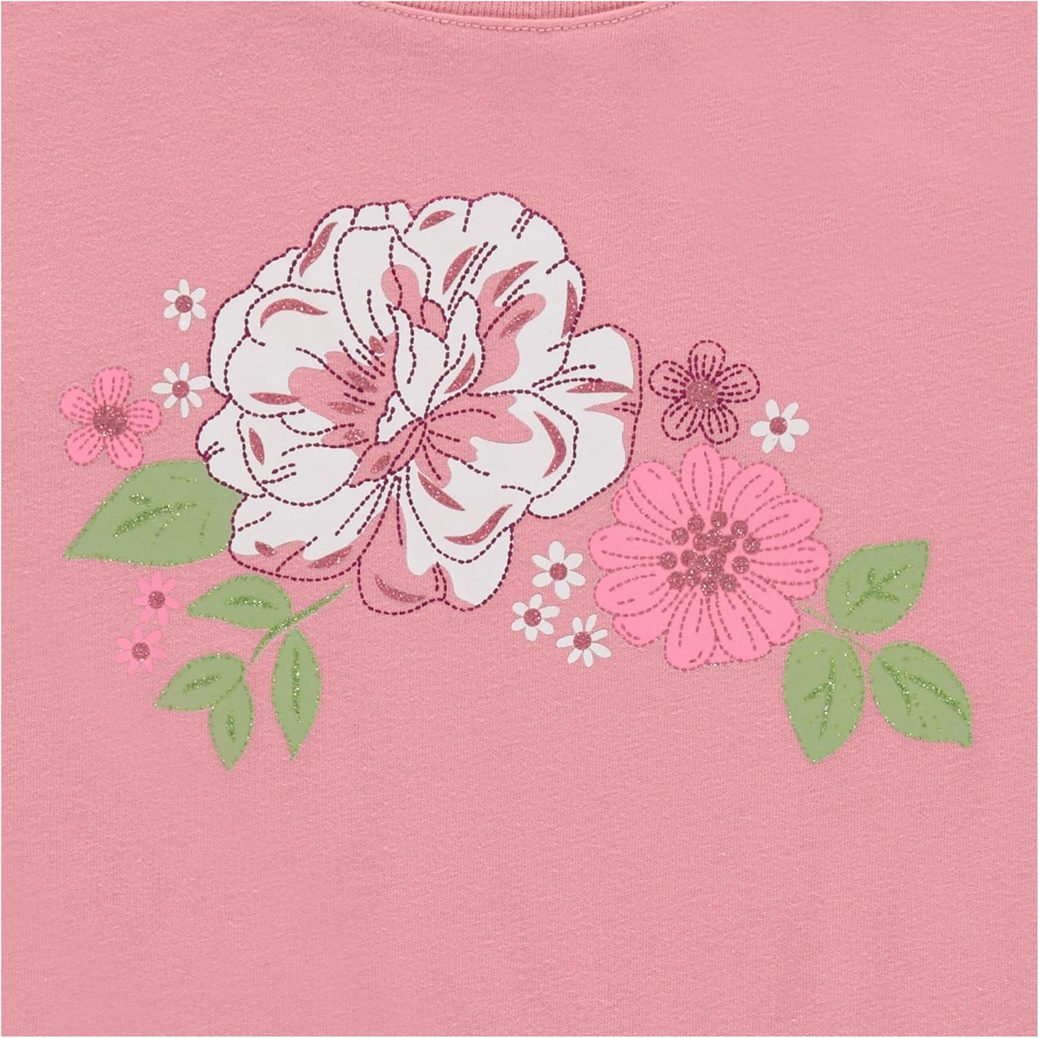 imageBTween Girls 4 Piece Tops Fashionable Short Sleeve TShirt Casual Daily Shirt for Kids Assorted ColorsSand 1
