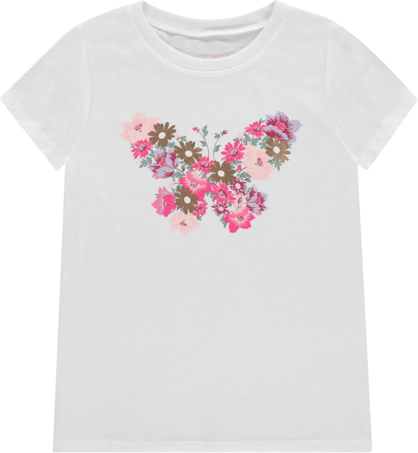 imageBTween Girls 4 Piece Tops Fashionable Short Sleeve TShirt Casual Daily Shirt for Kids Assorted ColorsSand 1