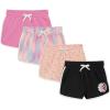 imageBTween Girls 4 Piece Active Performance Dolphin Shorts with Faux Drawstring Sports Running Shorts for KidsRtdye