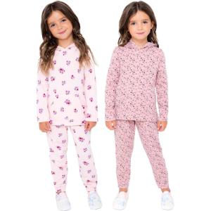 imageBTween 4Pack Girls Activewear ampamp Lounge Clothes Girls Hoodies ampamp Joggers Pants Kids Sweatpants ampamp Pullover Sweatshirts SetFlora